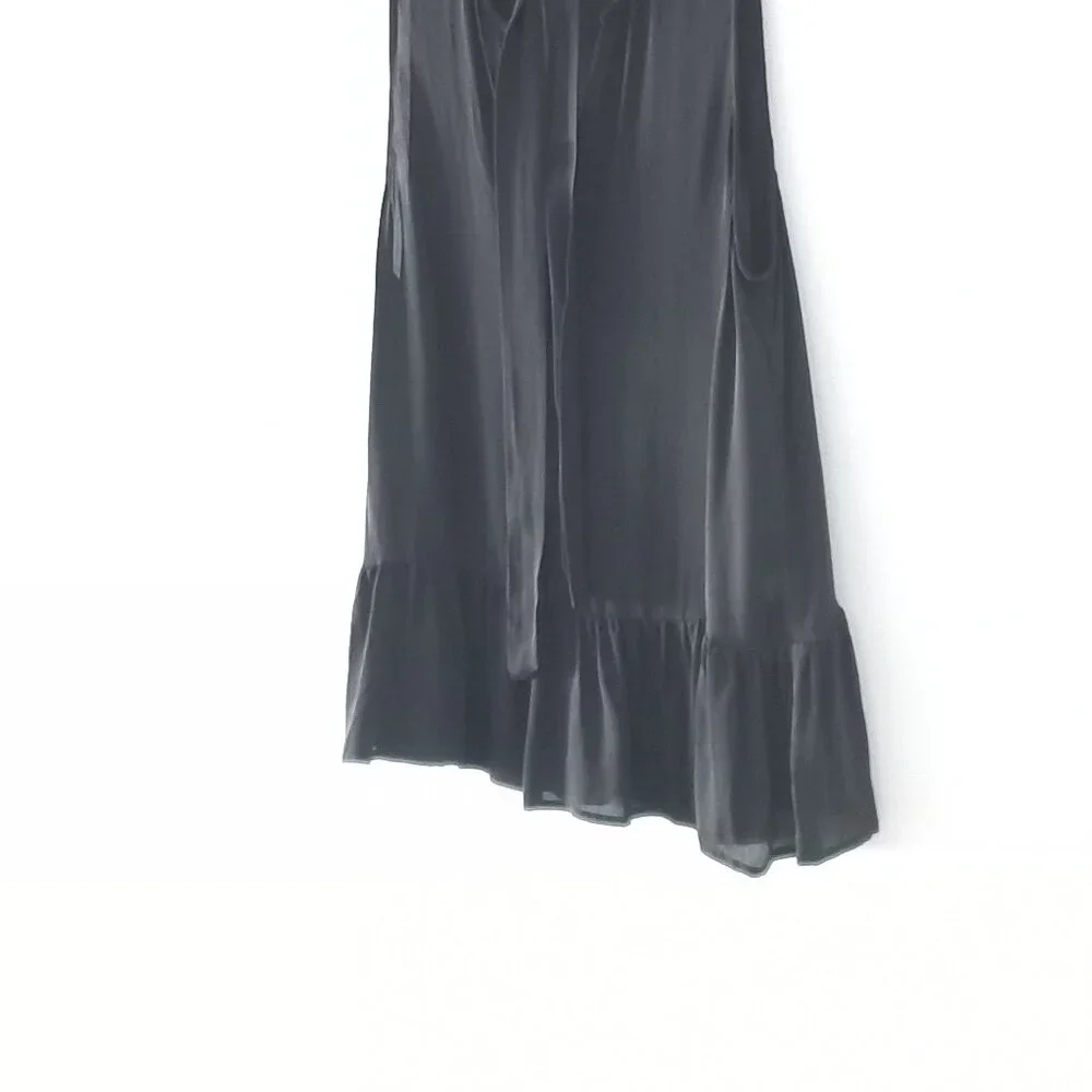 JOIE (ANTHROPOLOGIE) black silk sleeveless peplum blouse with bow - Picture 8 of 9